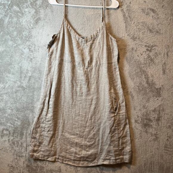 Eileen Fisher Dresses & Skirts - Eileen Fisher Metallic Gray Linen Shimmer Camisole Slip Dress Pockets Women's MD